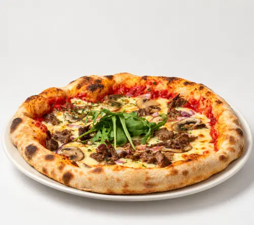 A beef brisket pizza